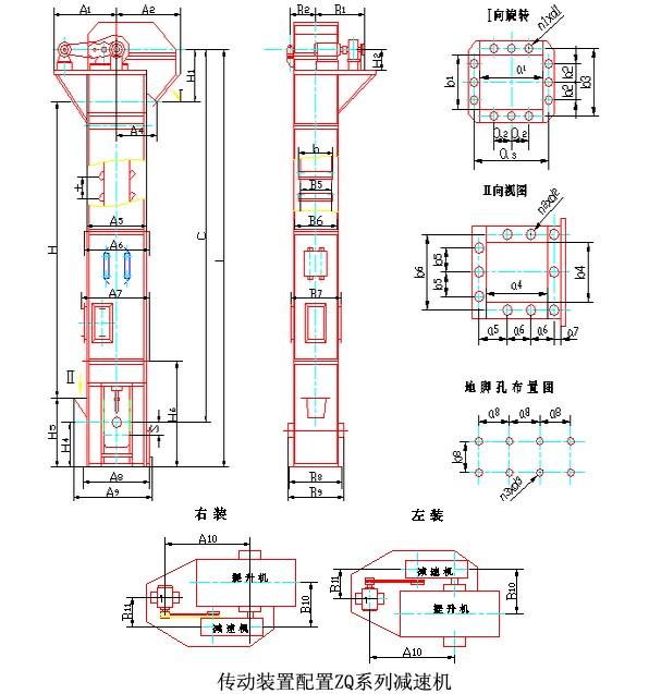 常見的TD、TH、NE斗提機標準地腳孔參數(shù)